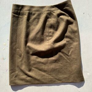 Women's J. Crew Skirt Green Pencil 6 Zip Light Open Wool Business Casual City